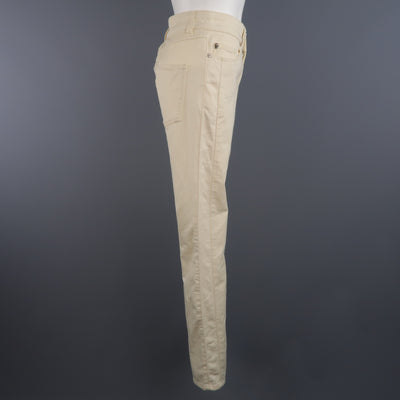 ALEXANDER MCQUEEN Size 6 Beige Denim Side Stripe Skinny Jeans