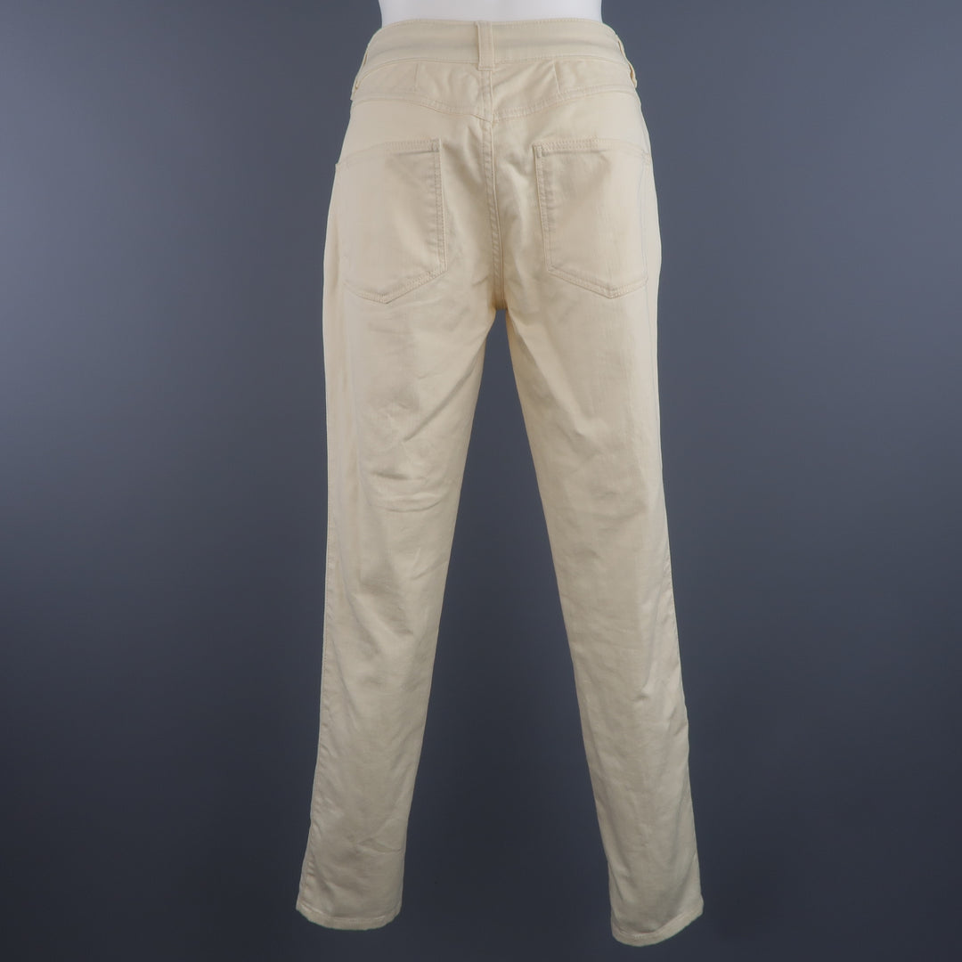 ALEXANDER MCQUEEN Size 6 Beige Denim Side Stripe Skinny Jeans