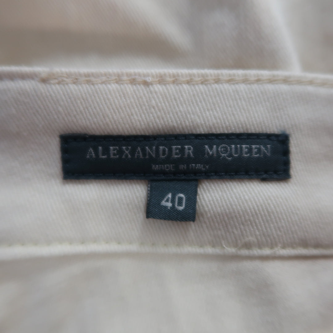 ALEXANDER MCQUEEN Size 6 Beige Denim Side Stripe Skinny Jeans