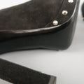 ALEXANDER MCQUEEN Size 7.5 Black Suede Spike Platform Silver Mohawk SKull Pumps ALEXANDER MCQUEEN