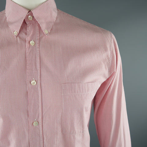 ALEXANDER MCQUEEN Size M Red Tattersall Cotton Long Sleeve Shirt