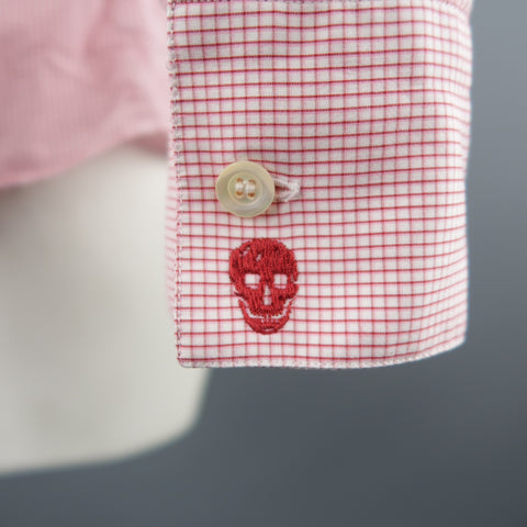 ALEXANDER MCQUEEN Size M Red Tattersall Cotton Long Sleeve Shirt