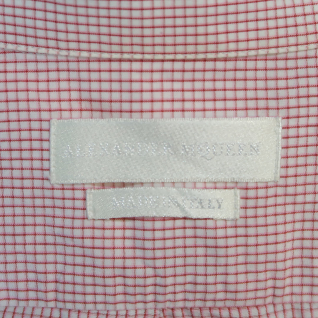 ALEXANDER MCQUEEN Size M Red Tattersall Cotton Long Sleeve Shirt