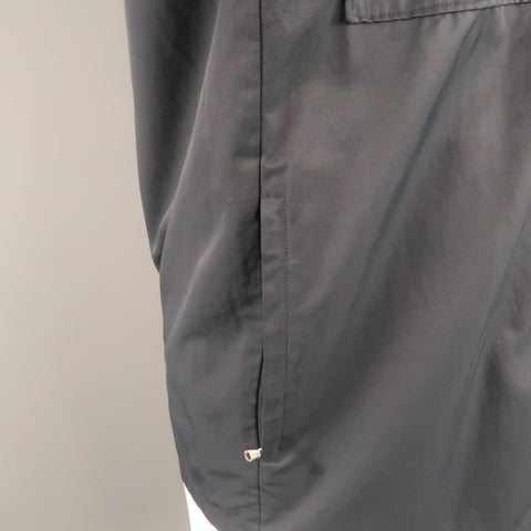 ALLEGRI 40 Navy Solid Cotton Blend Hidden Placket Zip Pocket Jacket