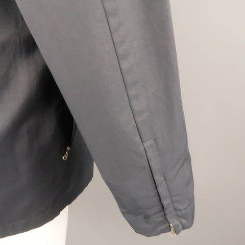 ALLEGRI 40 Navy Solid Cotton Blend Hidden Placket Zip Pocket Jacket