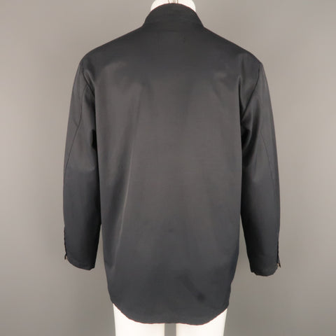 ALLEGRI 40 Navy Solid Cotton Blend Hidden Placket Zip Pocket Jacket