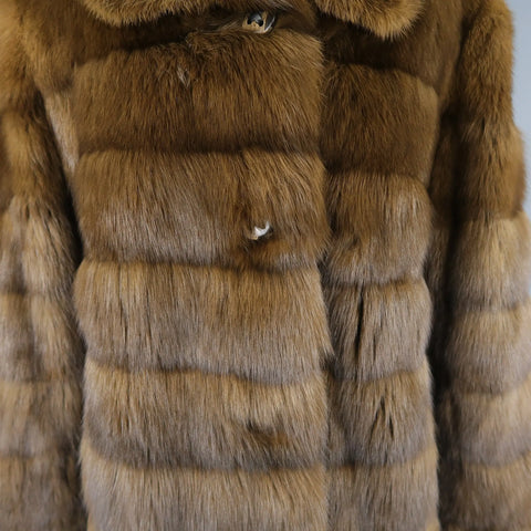 ALTIOLI Size L Brown Sable Fur Collared Jacket ALTIOLI