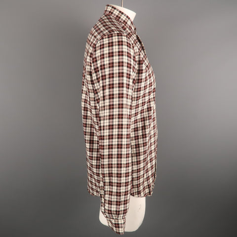 AMI by ALEXANDRE MATTIUSSI Size L Plaid Cotton Button Down Long Sleeve Shirt