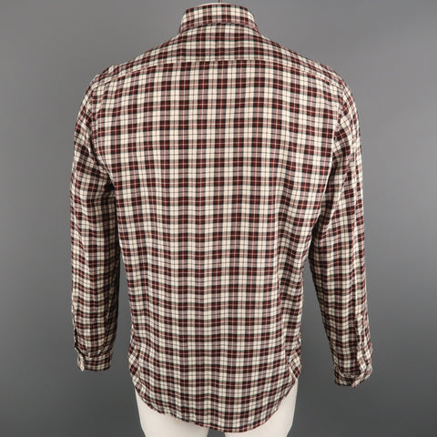 AMI by ALEXANDRE MATTIUSSI Size L Plaid Cotton Button Down Long Sleeve Shirt