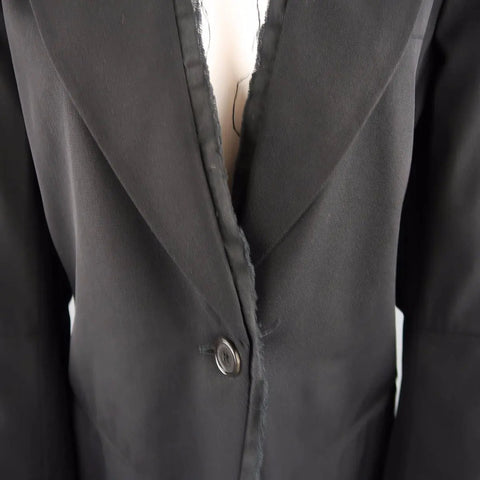 ANN DEMEULEMEESTER Size 6 Black Wool Raw Trim Peak Lapel Blazer ANN DEMEULEMEESTER