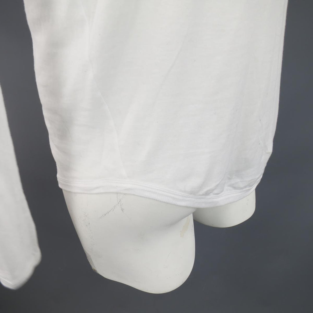 ANN DEMEULEMEESTER Size XS White Sheer Cotton Long Sleeve 'Heaven' T-shirt