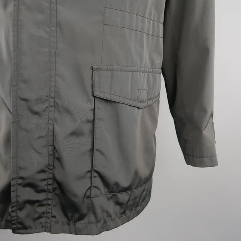 ARMANI COLLEZIONI 40 Black Solid Polyester Hooded  Jacket ARMANI COLLEZIONI