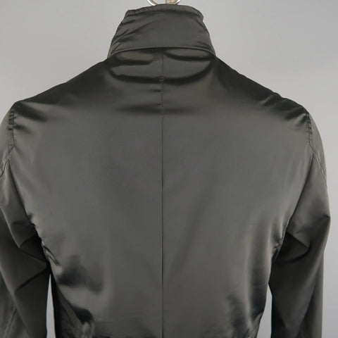 ARMANI COLLEZIONI 40 Black Solid Polyester Hooded  Jacket ARMANI COLLEZIONI