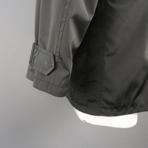 ARMANI COLLEZIONI 40 Black Solid Polyester Hooded  Jacket ARMANI COLLEZIONI