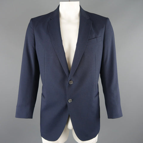 ARMANI COLLEZIONI 44 Navy Stripe Textured Notch Lapel 2 Button Sport Coat ARMANI COLLEZIONI