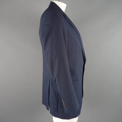 ARMANI COLLEZIONI 44 Navy Stripe Textured Notch Lapel 2 Button Sport Coat ARMANI COLLEZIONI