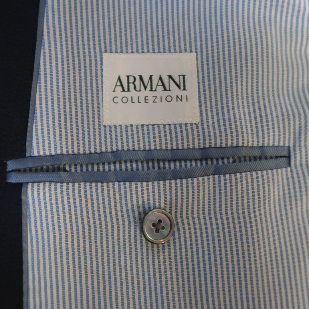 ARMANI COLLEZIONI 44 Navy Stripe Textured Notch Lapel 2 Button Sport Coat