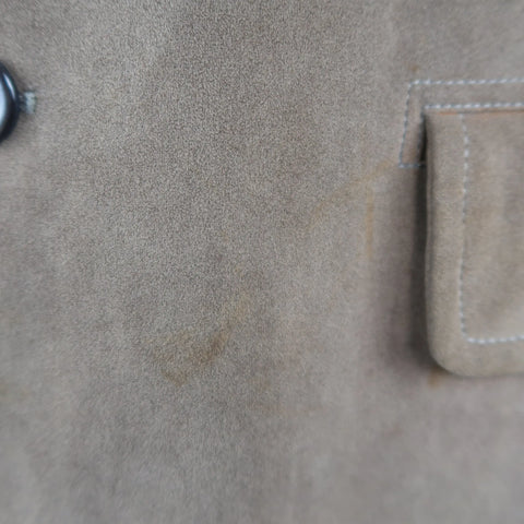ARMANI COLLEZIONI 46 Taupe Microsuede Pointed Lapel Coat ARMANI COLLEZIONI