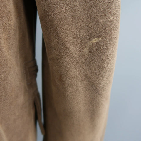 ARMANI COLLEZIONI 46 Taupe Microsuede Pointed Lapel Coat ARMANI COLLEZIONI