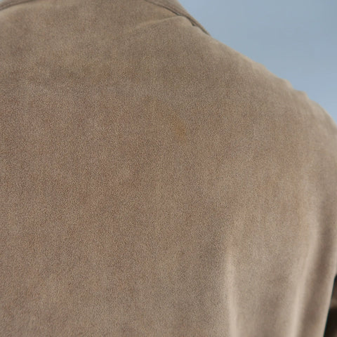 ARMANI COLLEZIONI 46 Taupe Microsuede Pointed Lapel Coat ARMANI COLLEZIONI