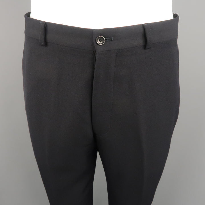 ARMANI COLLEZIONI Size 32 Black Solid Wool 28 Zip Fly Dress Pants
