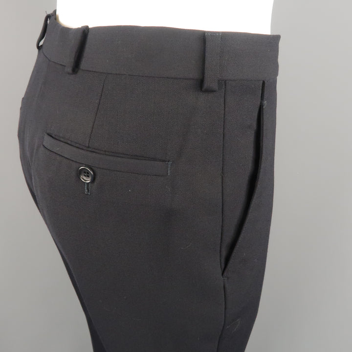 ARMANI COLLEZIONI Size 32 Black Solid Wool 28 Zip Fly Dress Pants