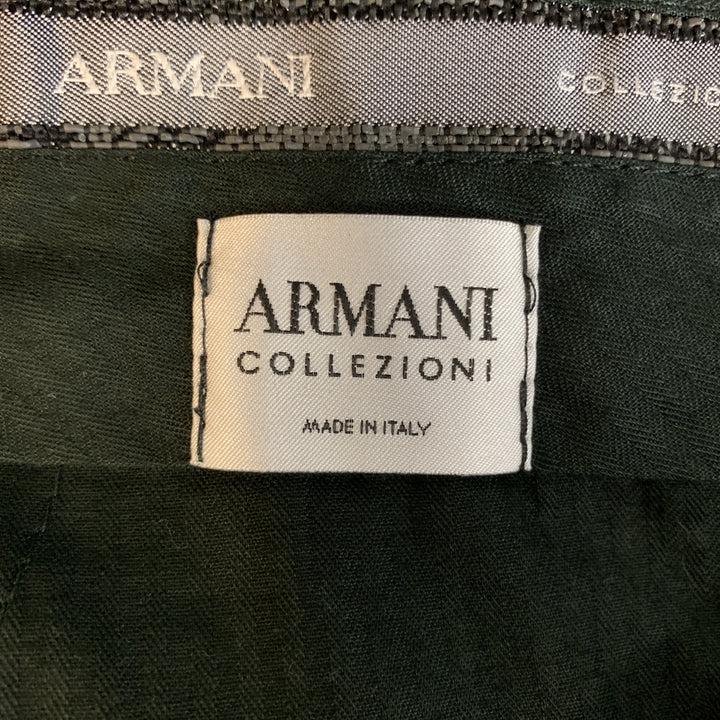 ARMANI COLLEZIONI Size 34 x 32 Black Solid Wool Tuxedo Dress Pants