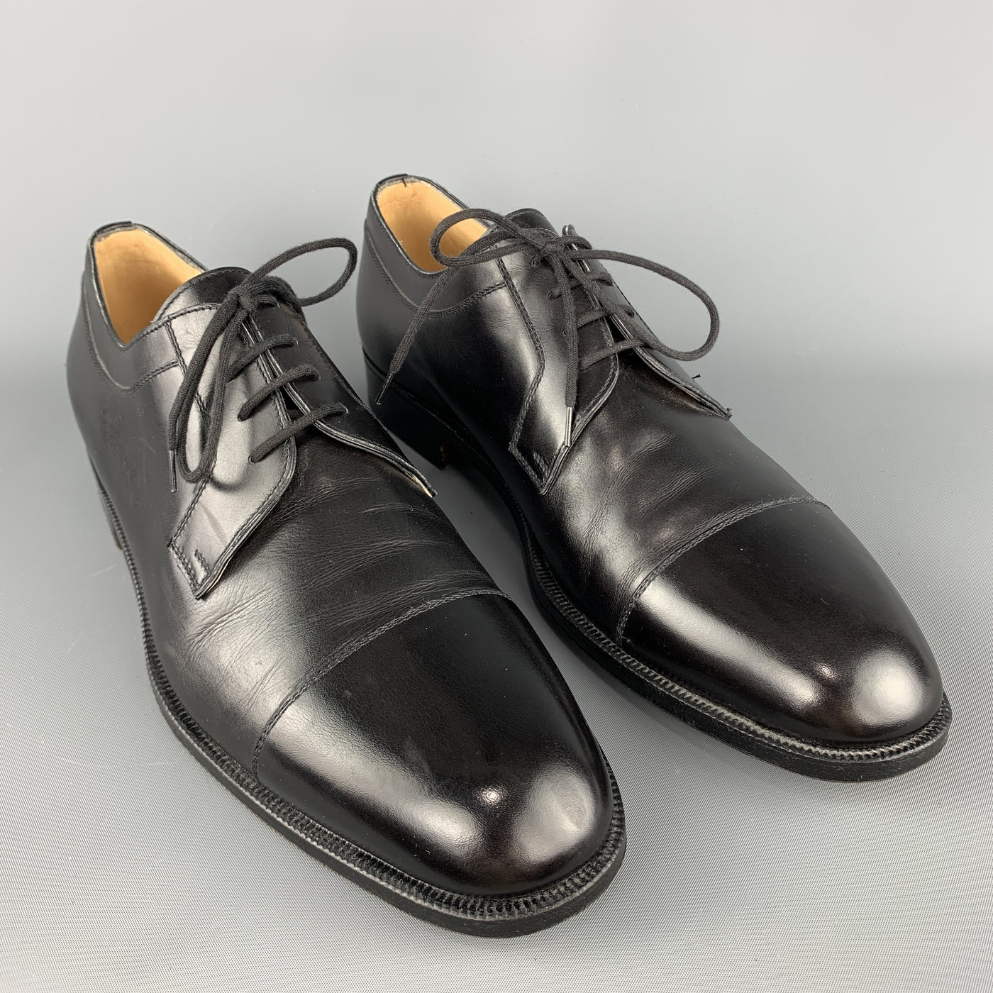 ARTHUR BEREN for GRAVATI Size 11 Black Solid Leather Cap Toe Lace Up Shoes