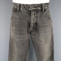 ATTACHMENT Size 32 Charcoal Distressed Washed Denim Diagonal Seam Jeans ATTACHMENT
