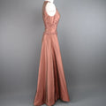 BADGLEY MISCHKA Size 10 Dusty Rose Silk Taffeta Beaded Bodice Evening Gown BADGLEY MISCHKA