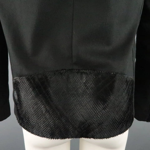 BAJA EAST Size M Black Perforated Ponyhair Leather and Twill Biker Jacket BAJA EAST