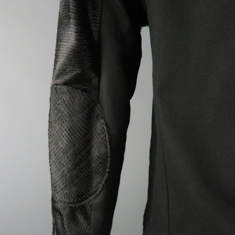 BAJA EAST Size M Black Perforated Ponyhair Leather and Twill Biker Jacket BAJA EAST