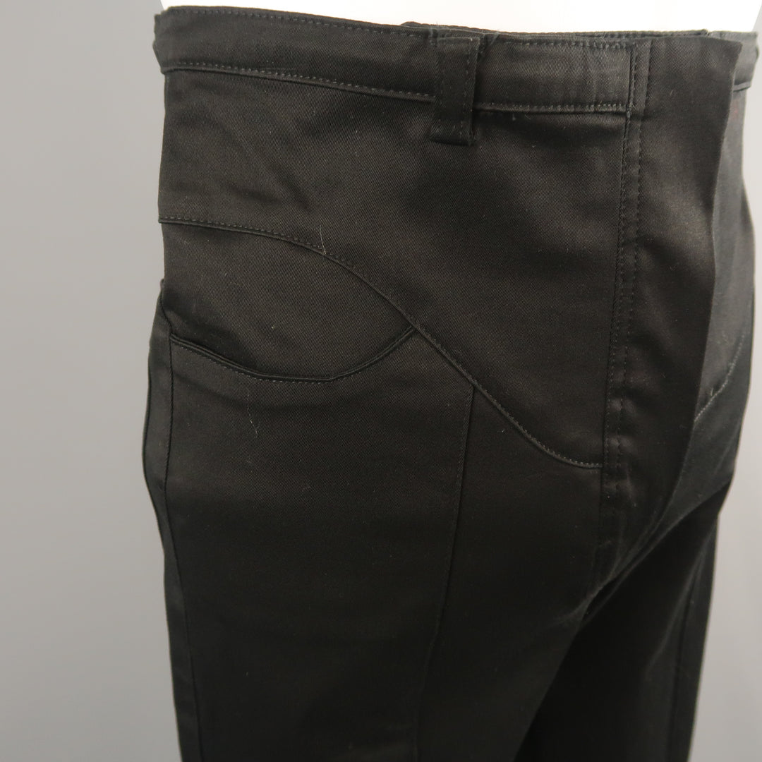 BALENCIAGA Size 4 Black Cotton  High Rise Fitted Moto Dress Pants