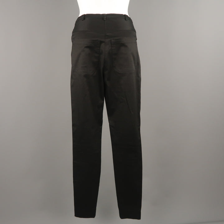 BALENCIAGA Size 4 Black Cotton  High Rise Fitted Moto Dress Pants