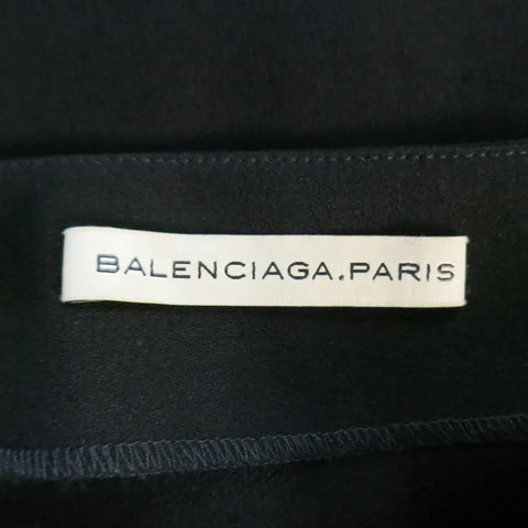BALENCIAGA Size 4 Black Crepe Pleated Satin Panelled Pencil Skirt BALENCIAGA