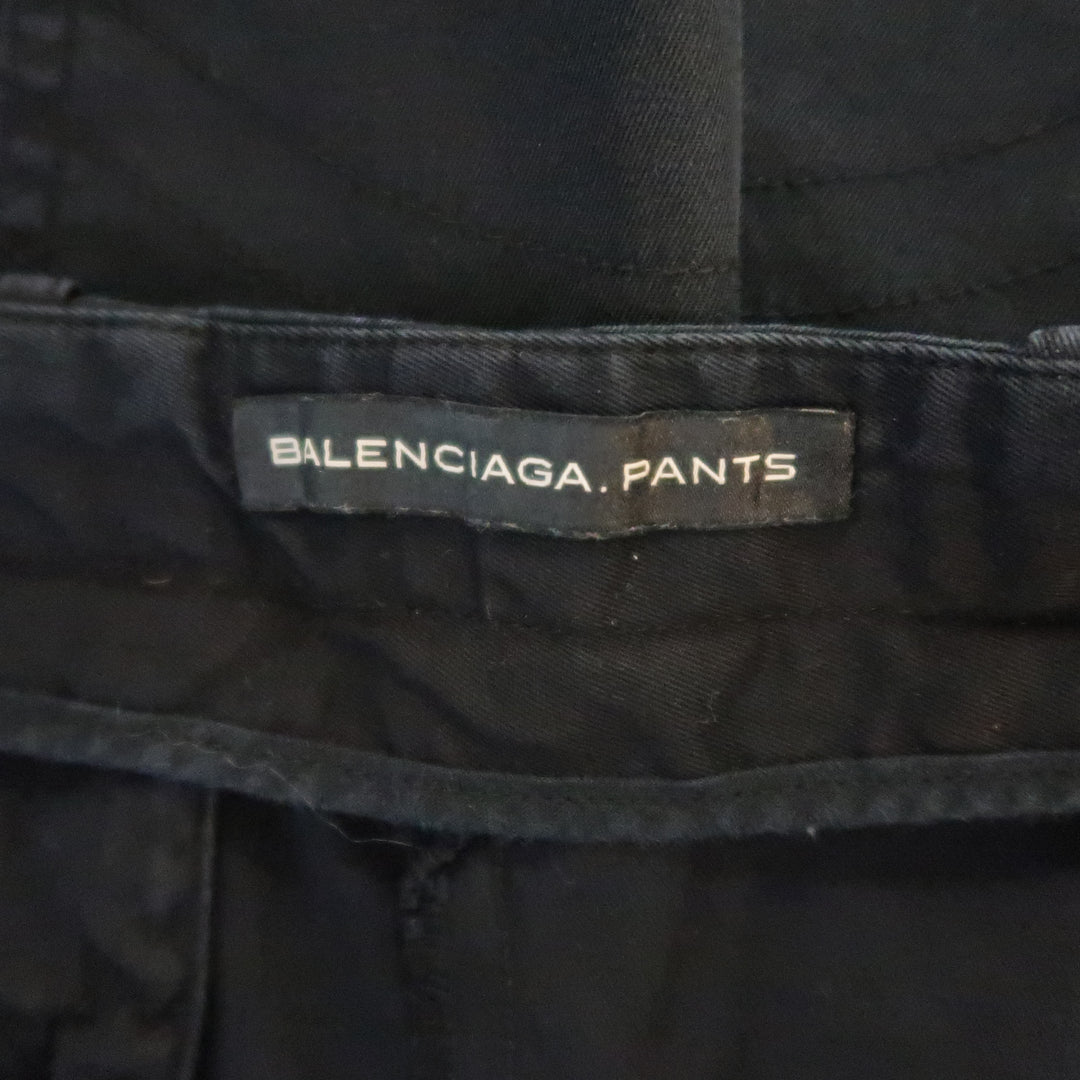 BALENCIAGA Size 6 Black Cotton Casual Pants