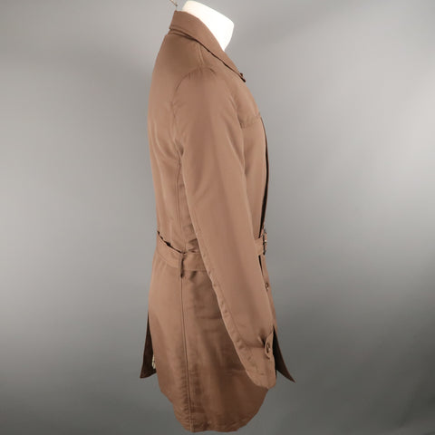 BALLANTYNE Chest Size XS Brown Solid Polyester / Cotton Belted Trenchcoat