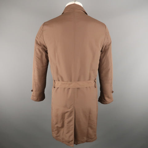 BALLANTYNE Chest Size XS Brown Solid Polyester / Cotton Belted Trenchcoat