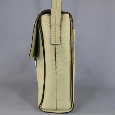 BALLY Mint Green Beige Textured Leather Cross Silver Buckle Body Bags BALLY