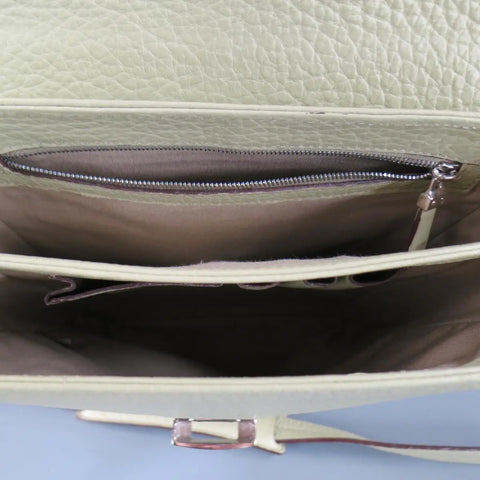 BALLY Mint Green Beige Textured Leather Cross Silver Buckle Body Bags BALLY