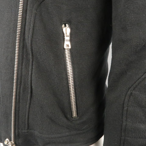BALMAIN L Black Cotton / Linen Motorcycle Jacket