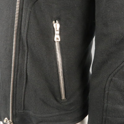 BALMAIN L Black Cotton / Linen Motorcycle Jacket