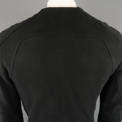 BALMAIN L Black Cotton / Linen Motorcycle Jacket