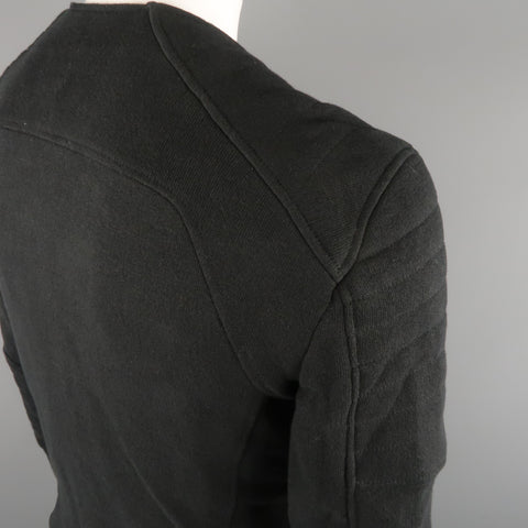 BALMAIN L Black Cotton / Linen Motorcycle Jacket