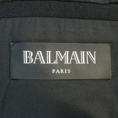 BALMAIN L Black Cotton / Linen Motorcycle Jacket