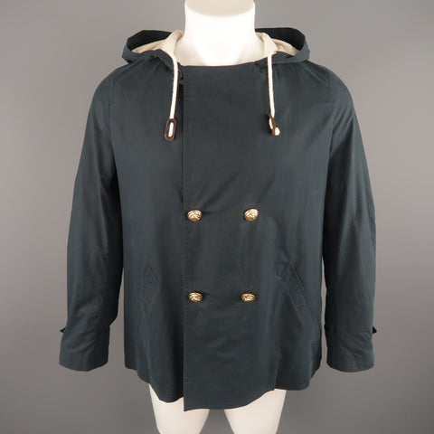 BAND OF OUTSIDERS S Navy Cotton Hooded Jacket