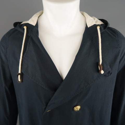BAND OF OUTSIDERS S Navy Cotton Hooded Jacket