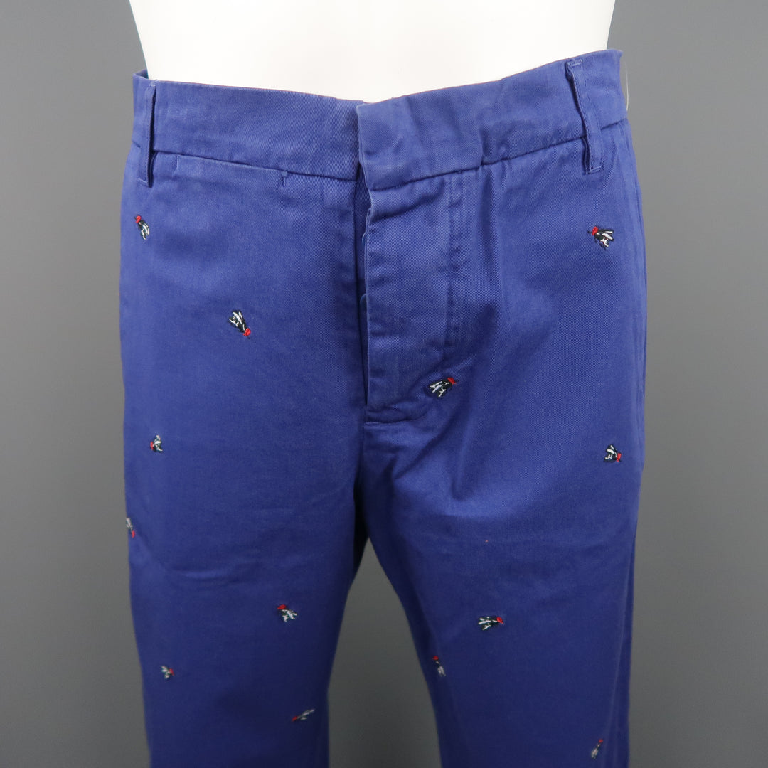 BAND OF OUTSIDERS Size 32 Navy Embroidery Cotton 32 Button Fly Casual Pants