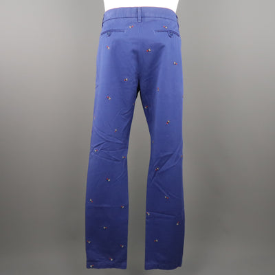 BAND OF OUTSIDERS Size 32 Navy Embroidery Cotton 32 Button Fly Casual Pants