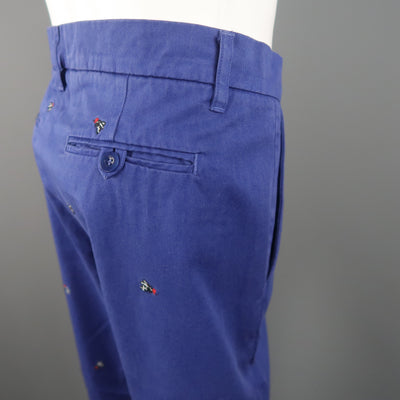 BAND OF OUTSIDERS Size 32 Navy Embroidery Cotton 32 Button Fly Casual Pants